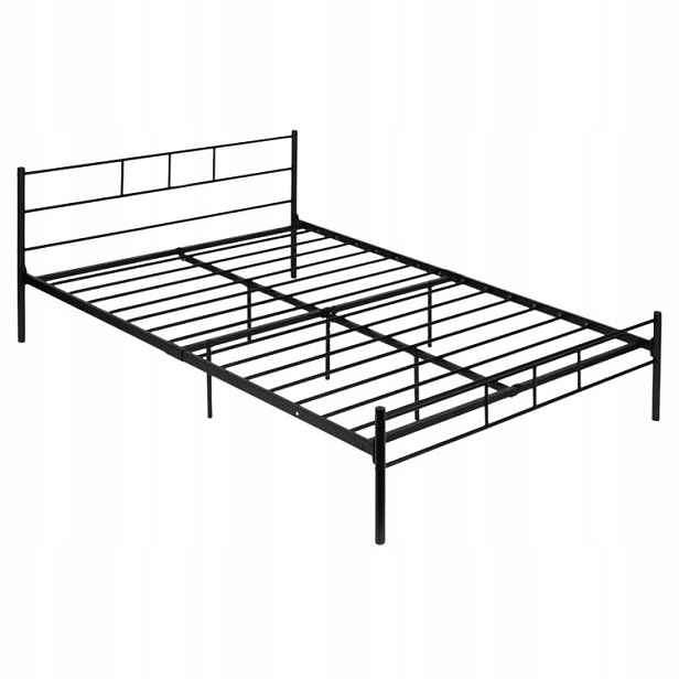ModernHome DNYSF165A Kovová postel s rámem, 140 x 200 cm, černá