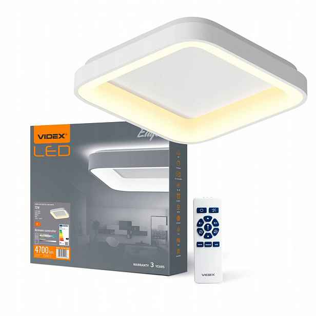 Stropní Svítidlo stmívač časovač Led Videx 72W nástěnný bílý 45 cm 4700 lm dálkový ovladač