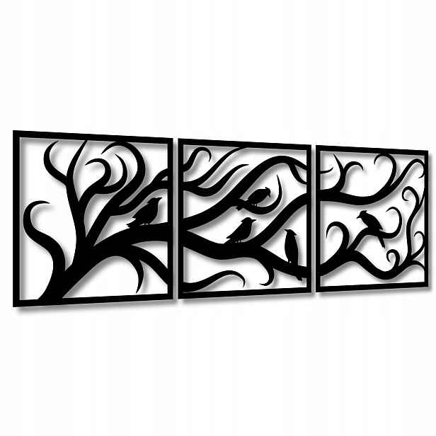 Triptych Obraz Ažurový Strom 120 cm Obrazy Do Obývacího Pokoje Na Zeď Dekorace 3D
