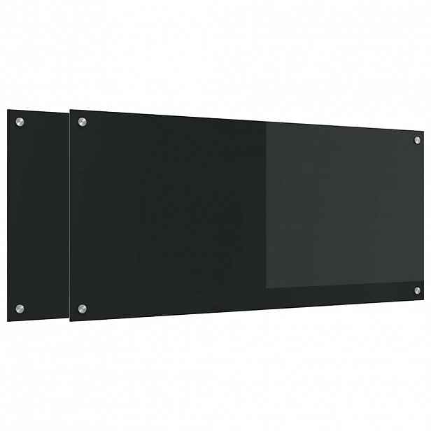 vidaXL Kuchyňský obklad 2 ks Černá 110 x 50 cm tvrzené sklo