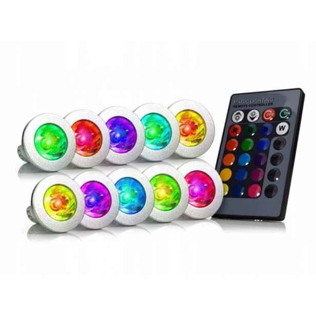 10x Halogen Led Rgb Barevné Žárovky GU10 +dálkový Ovladač