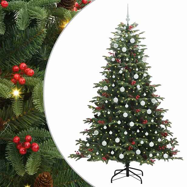 vidaXL Umělý vánoční stromeček Zelená 210 cm PVC, kov a plast