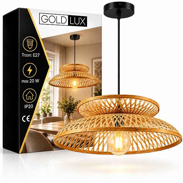 stropní svítidlo Led Závěsná lustrová E27 Boho Bambusová Pletená