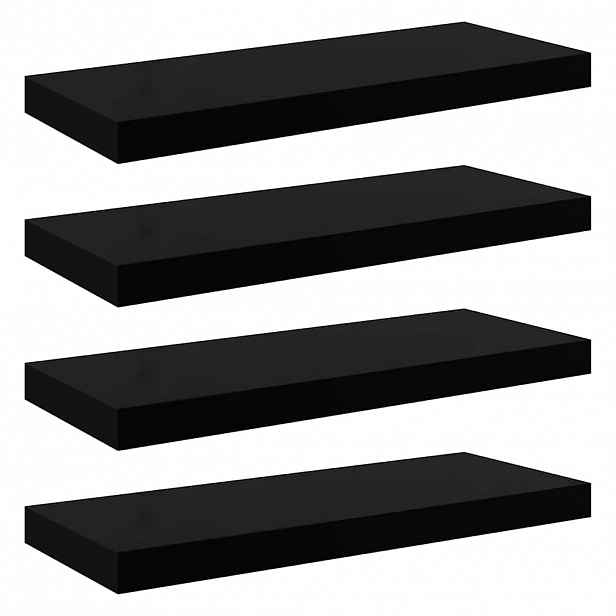 vidaXL Plovoucí nástěnné police 4 ks lesklé černé 60x23,5x3,8 cm MDF