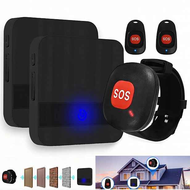 Alarm Pro Seniory Starší Nemocné Tlačítko Přivolání Pomoci NÁRAMEK3+2