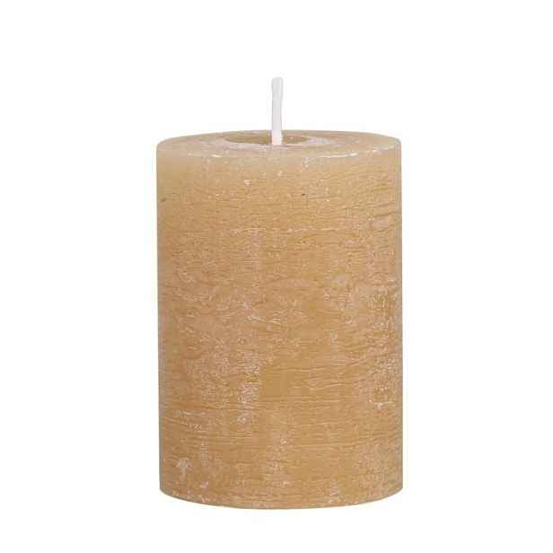 Medová široká svíčka Rustic pillar honey - Ø 7*10cm/ 40h Chic Antique