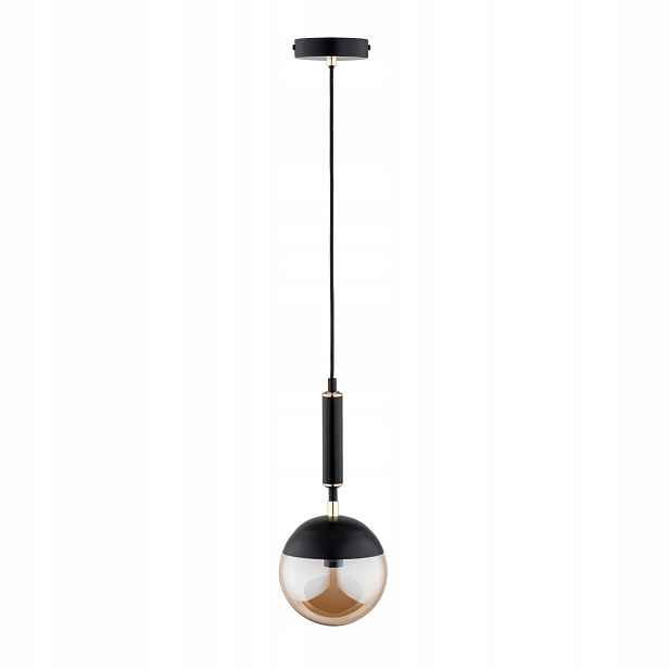 Moderní závěsná lampa černo-zlatá skleněná koule 1xE14 10W Alfa