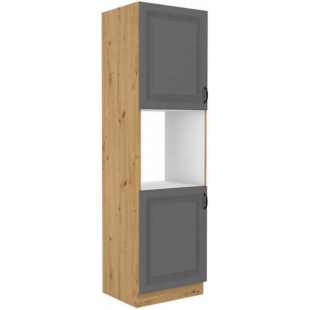 Vysoká skříňka pro vestavnou troubu Stilo 60 DP-210 2F Barva korpusu: Dub artisan, Barva dvířek: Dust Grey