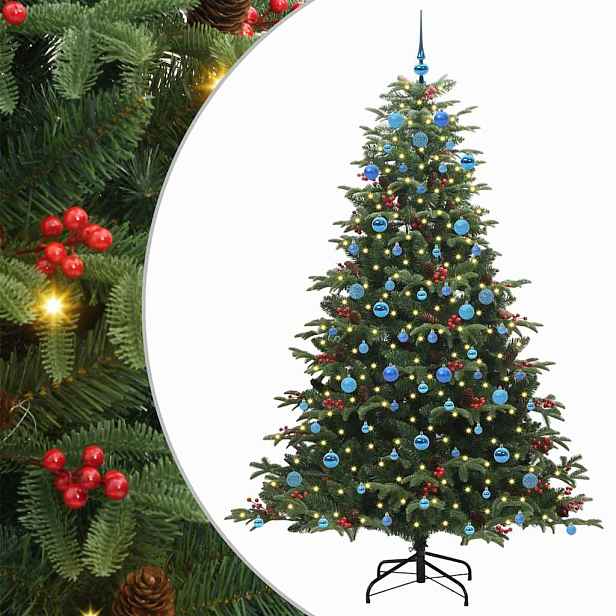 vidaXL Umělý vánoční stromeček Zelená 210 cm PVC, kov a plast