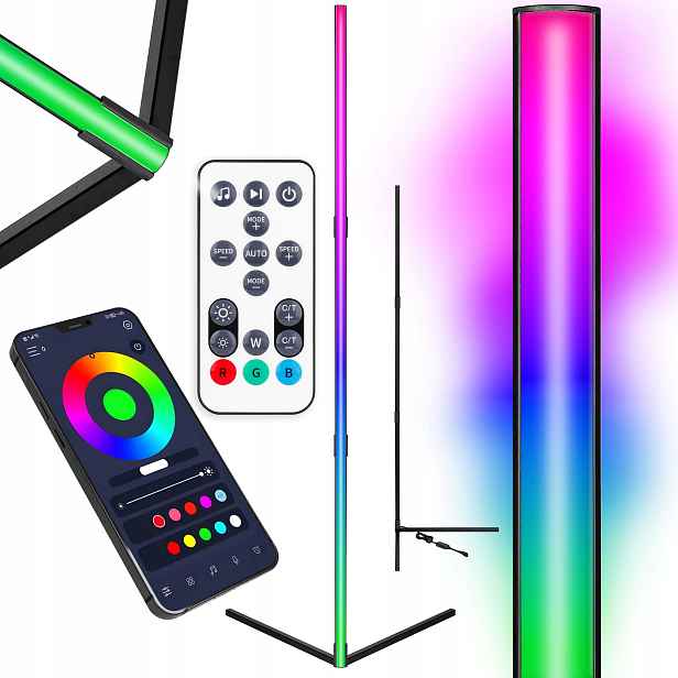 Led podlahová lampa rohová Aplikace 140 CM Stojící Rgb Cct dálkový ovladač