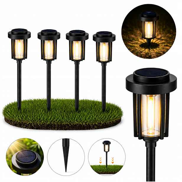 Solární Led zahradní lampy 4ks Zapichovací 62 cm IP65 Snímač soumraku 8h