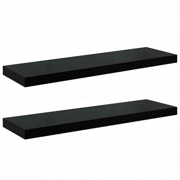 vidaXL Plovoucí nástěnné police 2 ks lesklé černé 80x23,5x3,8 cm MDF