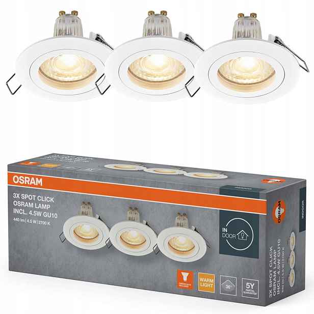 3x Stropní Led svítidlo Kulaté Stropní Svítidlo GU10 4.5W 400lm 2700K Osram