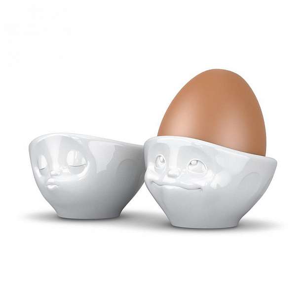 Sada 2 bílých porcelánových zamilovaných kalíšků na vajíčka 58products, objem 100 ml