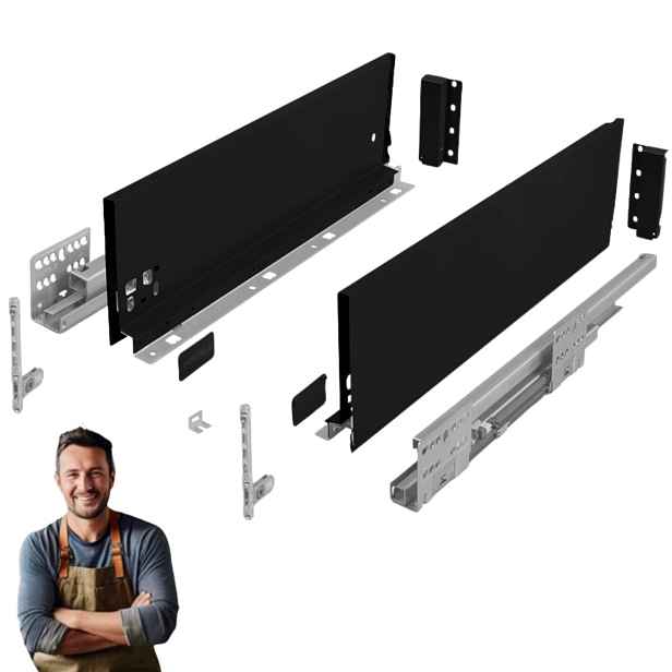 Šuplík Hafele Matrix Slim 300 mm H-135 35 kg 514.13.321 Tenká černá