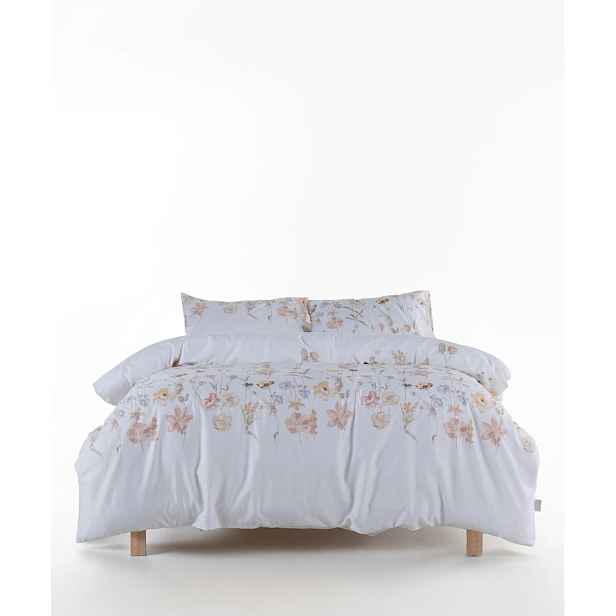 Bílé povlečení na jednolůžko z bavlněného saténu 140x200 cm Ivory Garden Floral – Mila Home Luxury