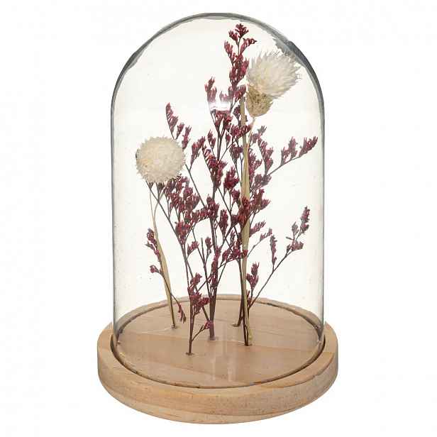 Sušené květy pod skleněnou kopulí FLOWER BELL, výška 17 cm Barva: Fialová