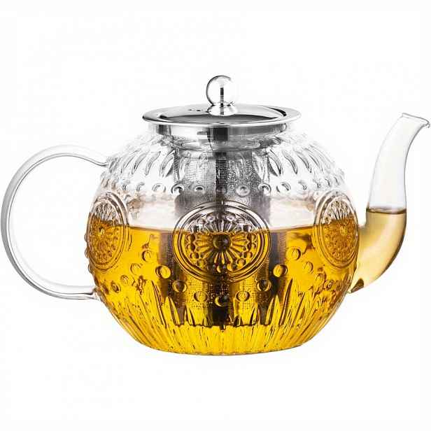 TEMU Čajová konvice Vintage Glass Teapot od Bandesun o objemu 50 oz / 1500 ml s odnímatelným infuzérem – bezpečná pro použití na sporáku, vyrobená z