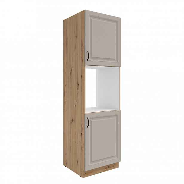Vysoká skříňka pro vestavnou troubu Stilo 60 DP-210 2F Barva korpusu: Dub artisan, Barva dvířek: Clay Grey