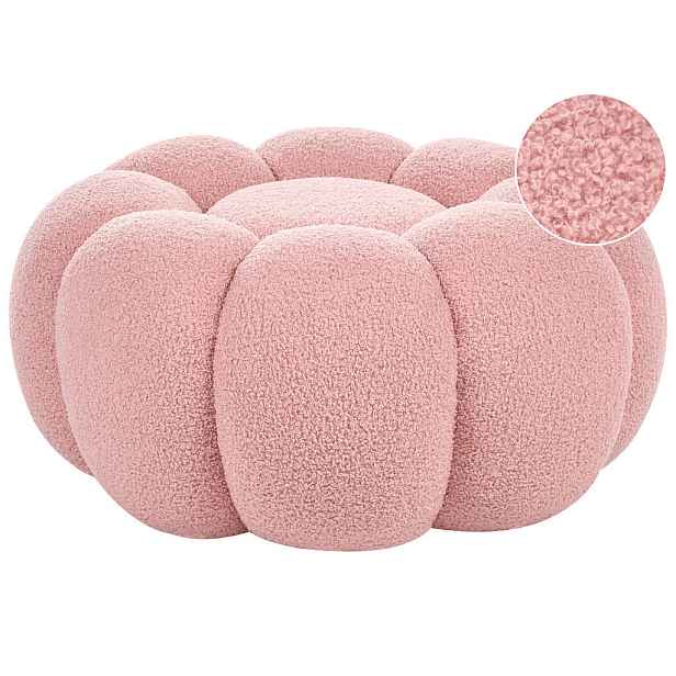 Beliani PUF Bouclé Růžový Beaufort