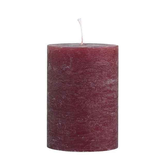Červená široká svíčka Macon Rustic red - Ø 7*10cm/ 40h Chic Antique