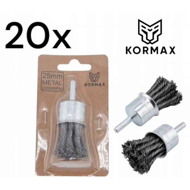 Drátěný kartáč 25 mm na stopce 20.000 ot. kroucený drát Set 20 Ks
