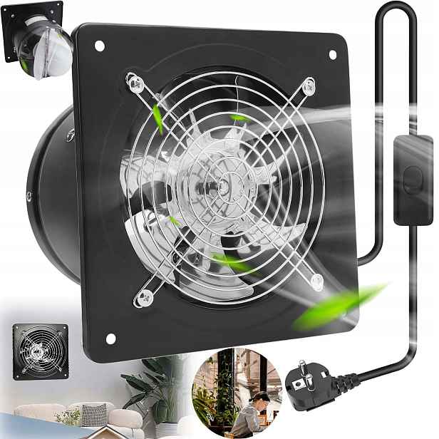 Ventilátor S Výtahem, Zpětná Klapka Do Koupelny 150 MM, Černý, 525 M3/H
