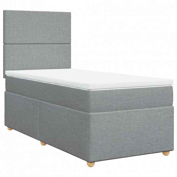vidaXL Box spring postel s matrací světle šedá 90x190 cm textil