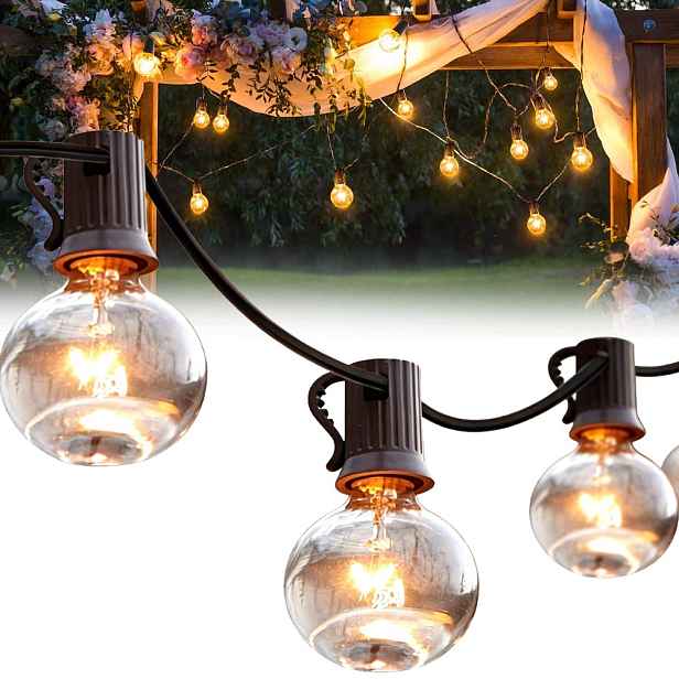 Světelné Girlandy Žárovky Ozdobné Solární Led Lampy Na Provázku 15 M