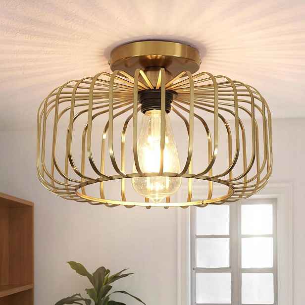 Frideko Home Závěsná lampa Zlatá E27 Kovová 30 cm Moderní Nad stůl