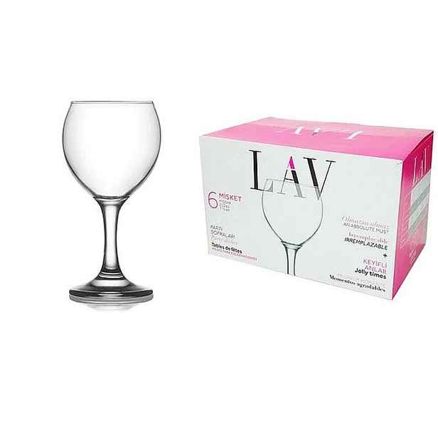 sklen. 210ml, 6ks, MISKET, v14,7cm, (FAN) - č.víno