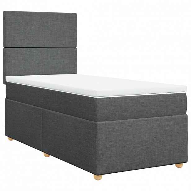 vidaXL Box spring postel s matrací tmavě šedá 90x190 cm textil