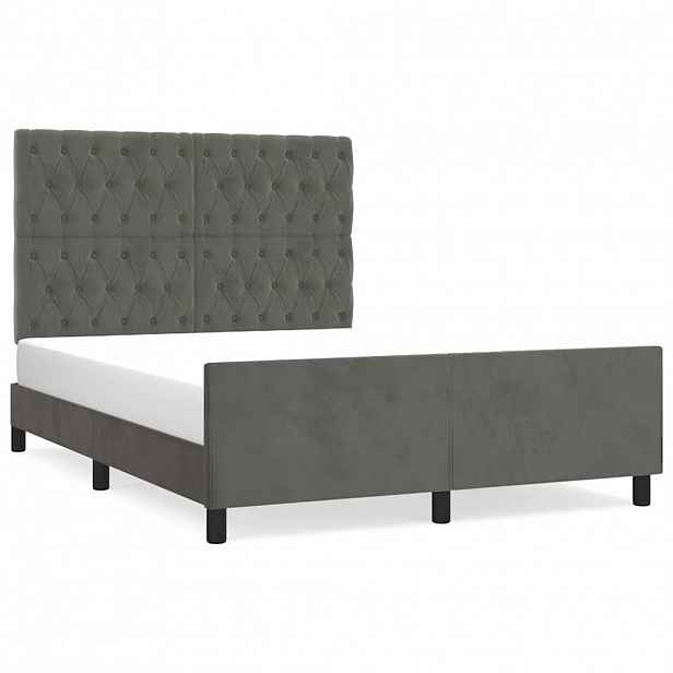 vidaXL Rám postele bez matrace tmavě šedá 140 x 200 cm samet