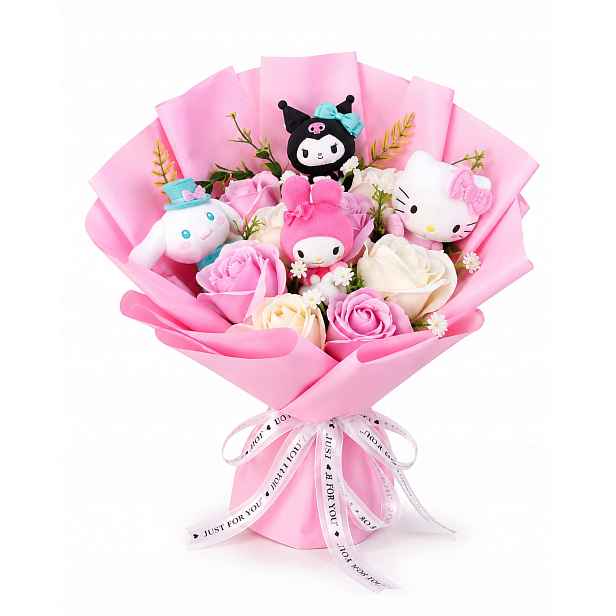 Kytice Hello Kitty s plyšovými květy – jedinečný dárek pro každou příležitost