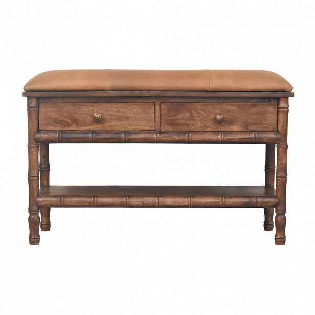 Artisan Furniture PŘÍSTAVNÍ STŮL Povrchová úprava ve zlaté barvě teakového dřeva, 1 otevřená police uprostřed, hnědá