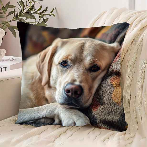 TEMU 1ks Retro Labrador Polštářový Potah, 45.72x45.72cm, Vyrobeno z Měkké Polyesterové Tkaniny s Hladkým a Pohodlným Texturou, Jednostranný Potisk,