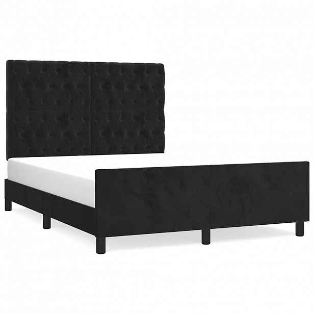 vidaXL Rám postele bez matrace černý 140 x 200 cm samet