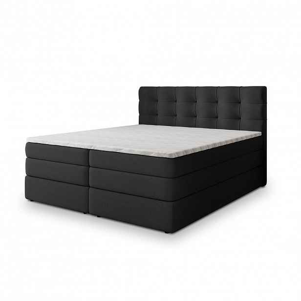 MASSENO POSTEL BOXSPRING AREZI 180x200 cm, s matrací a úložným prostorem, černá
