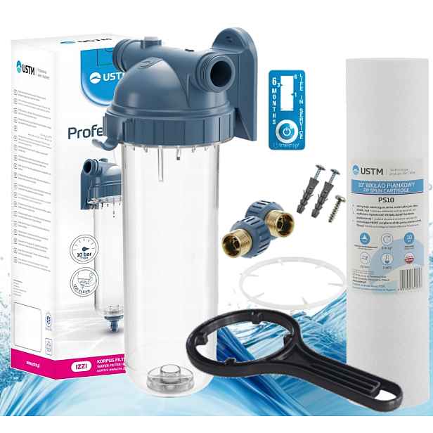 Sada Tělo filtru 10" Izzi pěnový filtr indikátor výměny Ustm