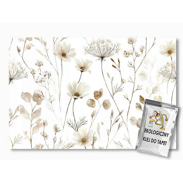 Vliesová fototapeta Natura Rostlinnost Béžové květy bylinky 416x254 130g