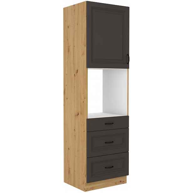 Vysoká skříňka pro vestavnou troubu Stilo 60 DPS-210 3S 1F - Premium Box Barva korpusu: Dub artisan, Barva dvířek: Grafit