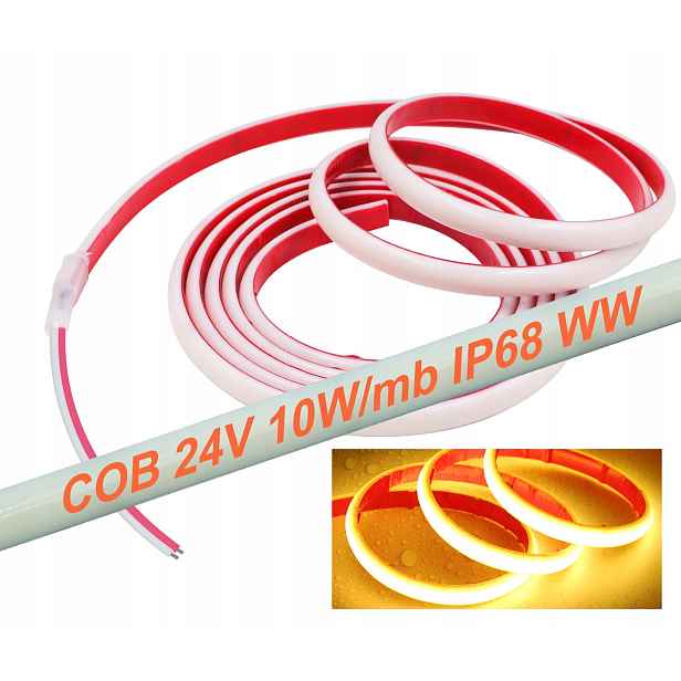 Led pásek Cob 24V 480 d. 3000K 10W/m IP68 5m do sauny bazénu jezírka