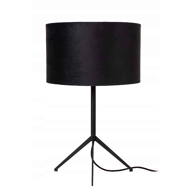 Stolní lampa černá, sametové stínítko, trojnožka do ložnice obývacího pokoje Lucide