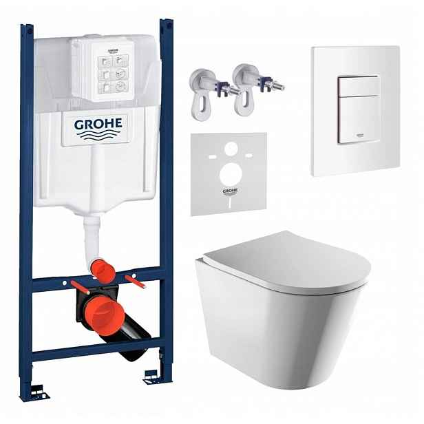 Sada Wc Rám Grohe s mísou Omnires Tampa a tlačítkem bílý Fresh