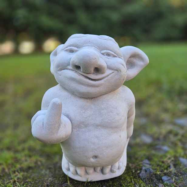 Troll Fuck You Betonová zahradní figurka 26 cm 7 kg ozdoba do zahrady