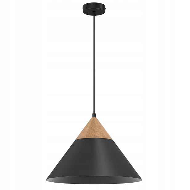 Závěsná lampa kuželová dřevěná hnědá černá nad ostrovní stůl 40 cm Luminex