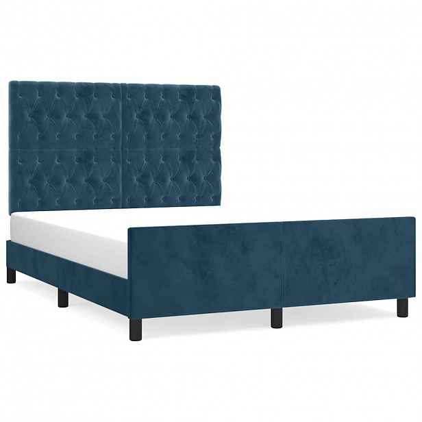 vidaXL Rám postele bez matrace tmavě modrý 140x200 cm samet