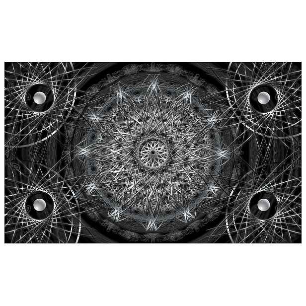 Fototapeta Mandala abstrakce geometrie vinyl stříbrno černá 312x219 lepidlo