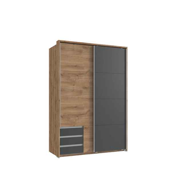 luma-home SKŘÍŇ S VZÁVĚSNÝMI DVEŘMI, 2dveřová, 138 × 65 × 200 cm (Š×H×V), skříň Passepartout v dekoru dub, 1x dveře a viditelné zásuvky v barvě grafit