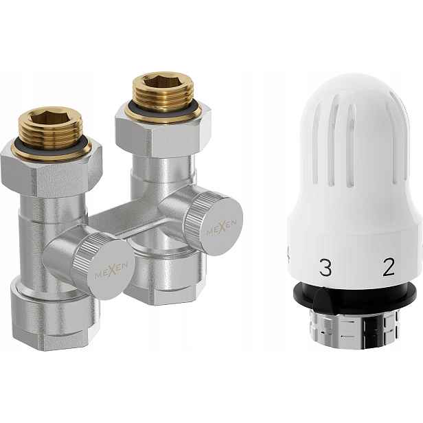 Mexen G04 Termostatická Dvoutrubková Sada DN50 Přímá 1/2"x16 MM Nikl